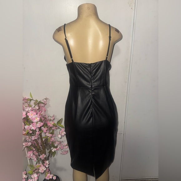 Heiress Beverly Hills Vegan Leather Plunge Midi Dress - Picture 9 of 12